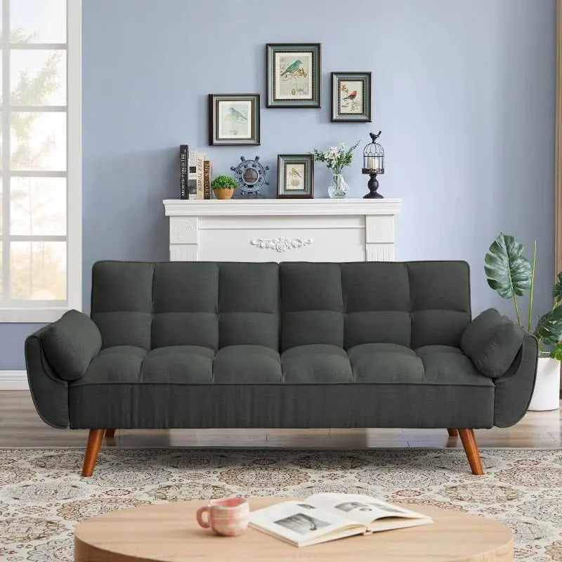 Divano letto futon da 191,5 cm (75,39 pollici), divano letto imbottito convertibile con schienale trapuntato sdoppiato reclinabile