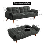 Divano letto futon da 191,5 cm (75,39 pollici), divano letto imbottito convertibile con schienale trapuntato sdoppiato reclinabile