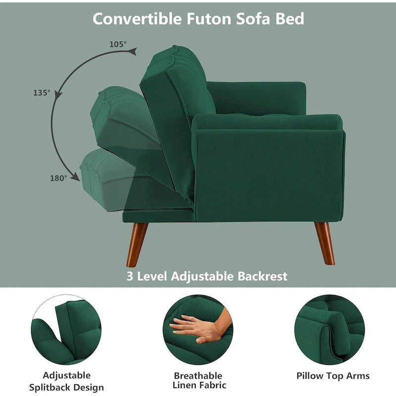 Divano letto futon da 191,5 cm (75,39 pollici), divano letto imbottito convertibile con schienale trapuntato sdoppiato reclinabile