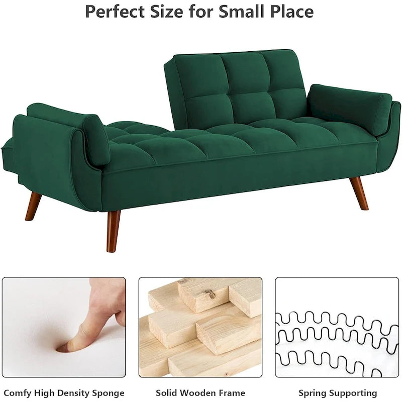 Divano letto futon da 191,5 cm (75,39 pollici), divano letto imbottito convertibile con schienale trapuntato sdoppiato reclinabile