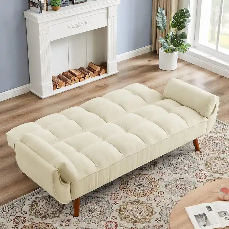 Divano letto futon da 191,5 cm (75,39 pollici), divano letto imbottito convertibile con schienale trapuntato sdoppiato reclinabile