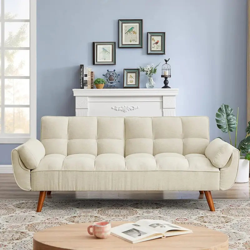 Divano letto futon da 191,5 cm (75,39 pollici), divano letto imbottito convertibile con schienale trapuntato sdoppiato reclinabile