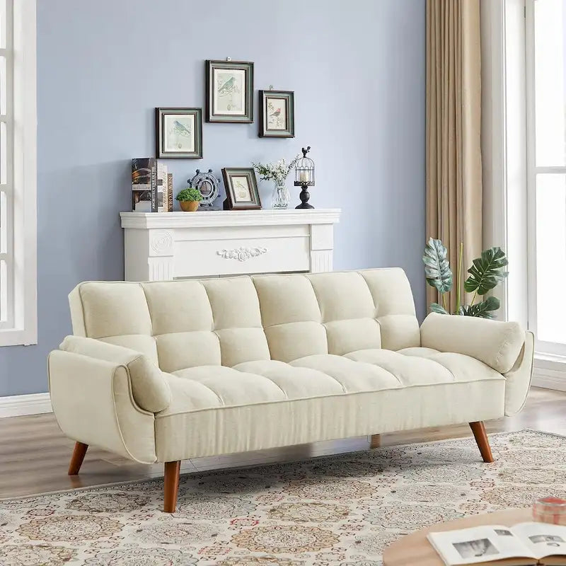 Divano letto futon da 191,5 cm (75,39 pollici), divano letto imbottito convertibile con schienale trapuntato sdoppiato reclinabile