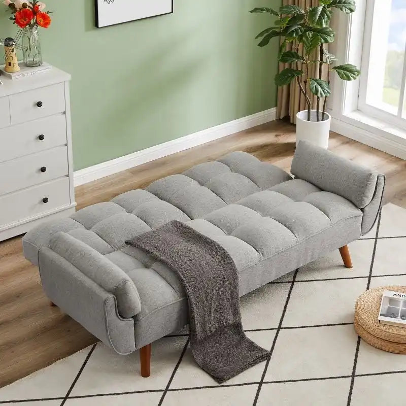 Divano letto futon da 191,5 cm (75,39 pollici), divano letto imbottito convertibile con schienale trapuntato sdoppiato reclinabile