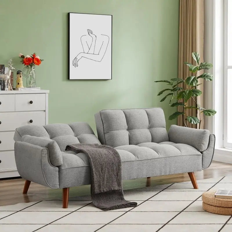 Divano letto futon da 191,5 cm (75,39 pollici), divano letto imbottito convertibile con schienale trapuntato sdoppiato reclinabile