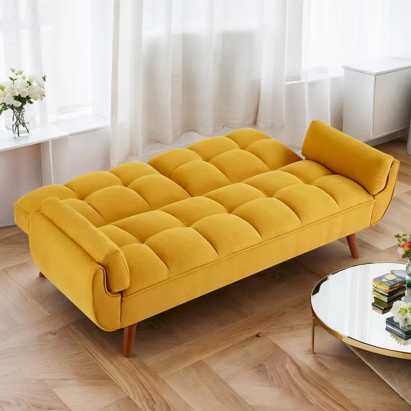 Divano letto futon da 191,5 cm (75,39 pollici), divano letto imbottito convertibile con schienale trapuntato sdoppiato reclinabile