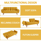 Divano letto futon da 191,5 cm (75,39 pollici), divano letto imbottito convertibile con schienale trapuntato sdoppiato reclinabile