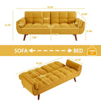 Divano letto futon da 191,5 cm (75,39 pollici), divano letto imbottito convertibile con schienale trapuntato sdoppiato reclinabile