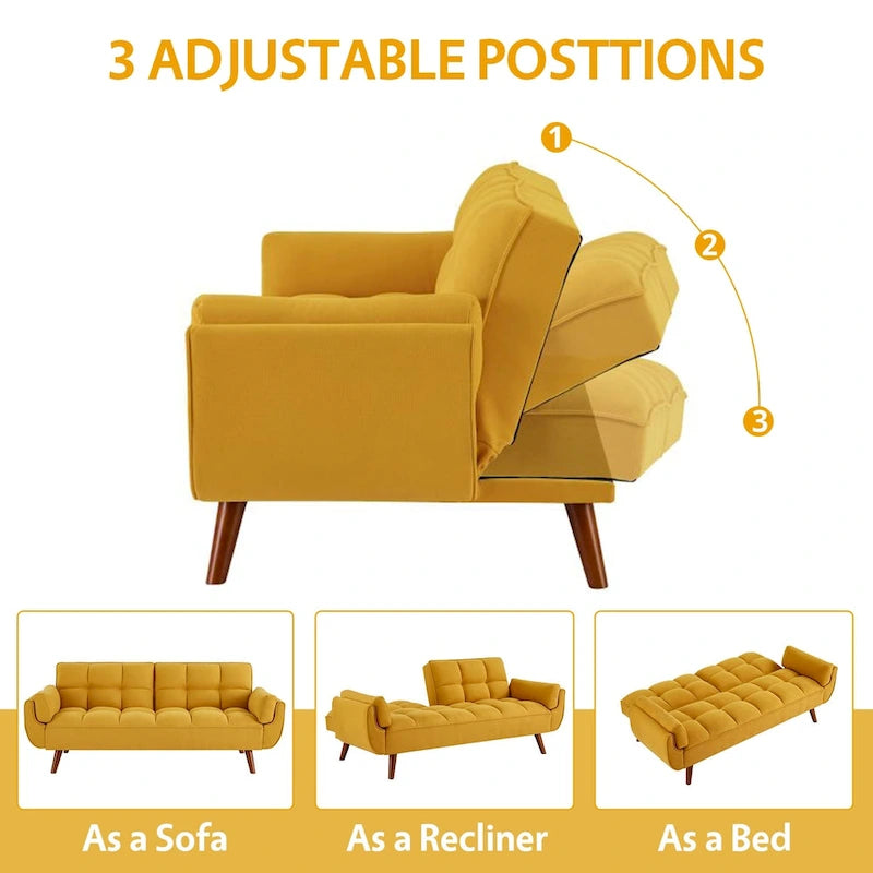 Divano letto futon da 191,5 cm (75,39 pollici), divano letto imbottito convertibile con schienale trapuntato sdoppiato reclinabile