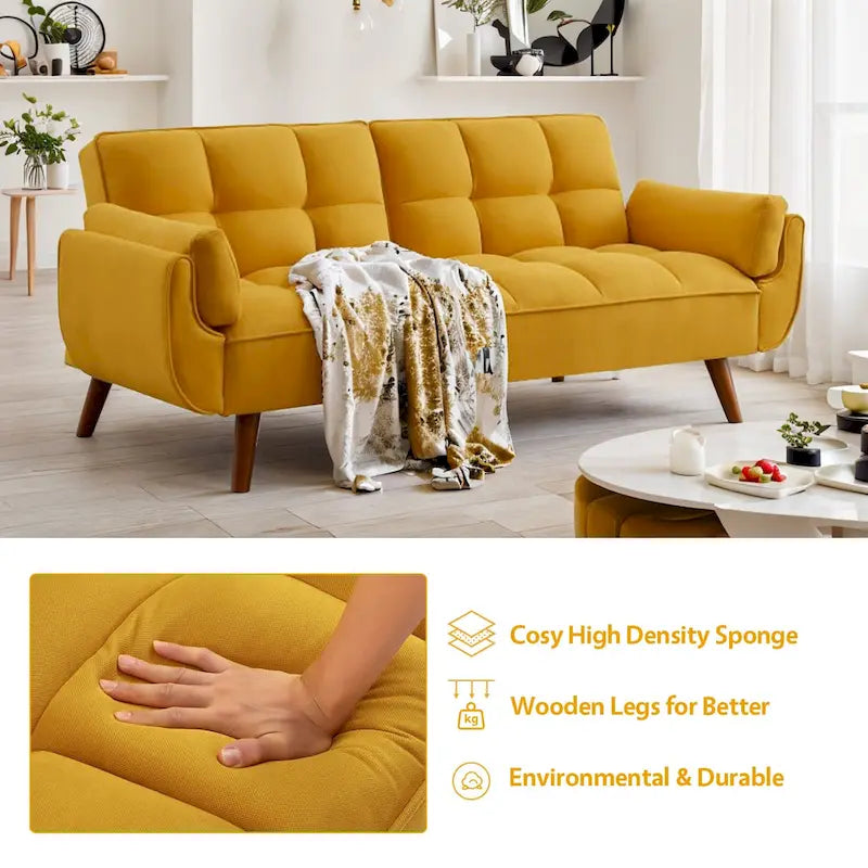 Divano letto futon da 191,5 cm (75,39 pollici), divano letto imbottito convertibile con schienale trapuntato sdoppiato reclinabile