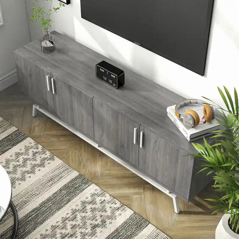 Mobile Porta TV Adela Moderno da 60 pollici con Base in Metallo e 4 Ante
