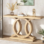 Tavolino consolle da 55 pollici con base geometrica Tavolo da corridoio in legno vintage