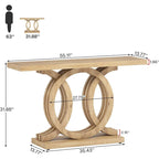 Tavolino consolle da 55 pollici con base geometrica Tavolo da corridoio in legno vintage