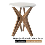 COZAYH Tavolino da Salotto Rotondo con Piedistallo in Stile Rustico, Set da 2, Piano Bianco Anticatura con Base per Arredamento Moderno, Boho