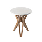 COZAYH Tavolino da Salotto Rotondo con Piedistallo in Stile Rustico, Set da 2, Piano Bianco Anticatura con Base per Arredamento Moderno, Boho