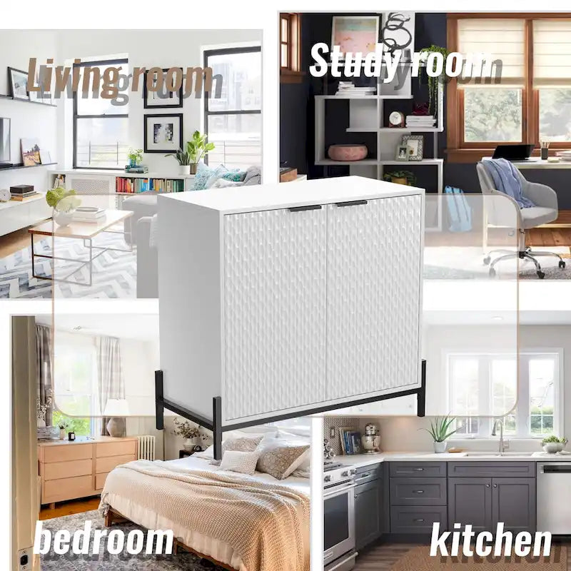 Clihome Buffet Commode de Rangement Moderne Brillant