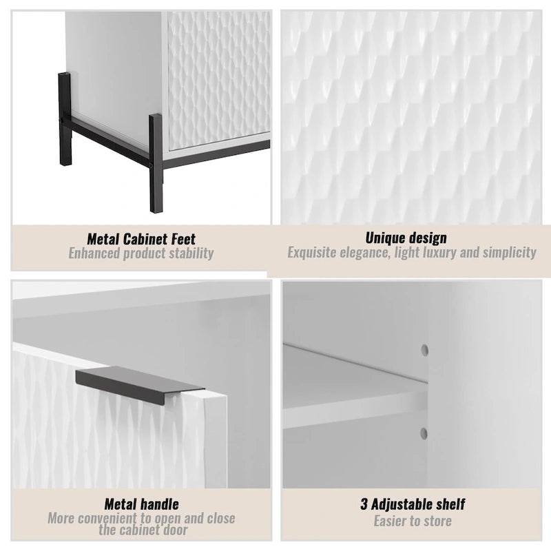 Clihome Buffet Commode de Rangement Moderne Brillant