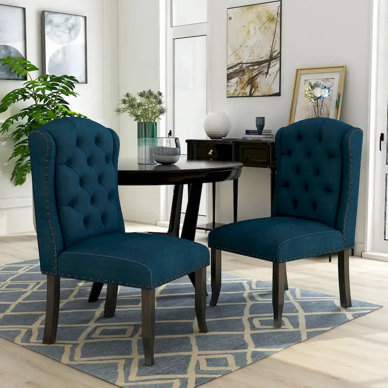 Chaises de salle à manger Tays en lin touffeté avec dossier haut (lot de 2) de Furniture of America