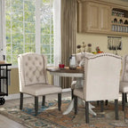 Sedie da pranzo Tays in lino trapuntato con schienale ad ali (Set di 2) di Furniture of America