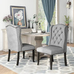 Sedie da pranzo Tays in lino trapuntato con schienale ad ali (Set di 2) di Furniture of America