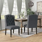 Sedie da pranzo Tays in lino trapuntato con schienale ad ali (Set di 2) di Furniture of America