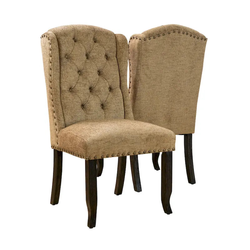 Sedie da pranzo Tays in lino trapuntato con schienale ad ali (Set di 2) di Furniture of America