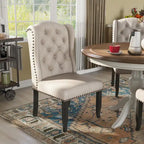 Sedie da pranzo Tays in lino trapuntato con schienale ad ali (Set di 2) di Furniture of America