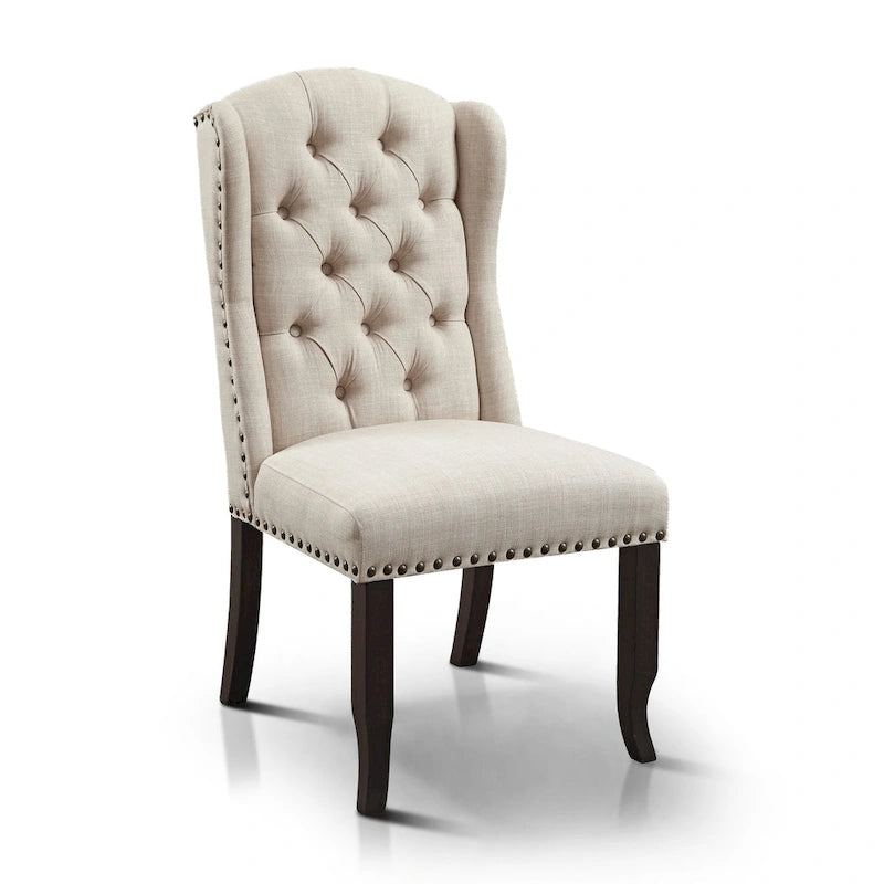 Sedie da pranzo Tays in lino trapuntato con schienale ad ali (Set di 2) di Furniture of America