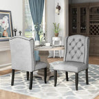 Sedie da pranzo Tays in lino trapuntato con schienale ad ali (Set di 2) di Furniture of America