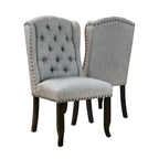 Sedie da pranzo Tays in lino trapuntato con schienale ad ali (Set di 2) di Furniture of America