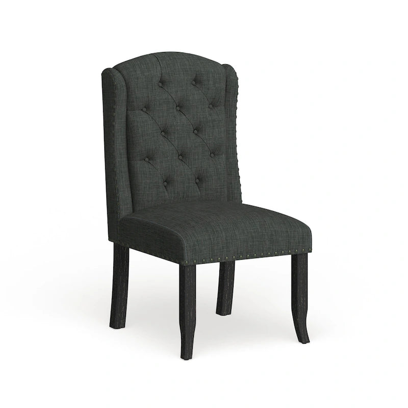 Sedie da pranzo Tays in lino trapuntato con schienale ad ali (Set di 2) di Furniture of America