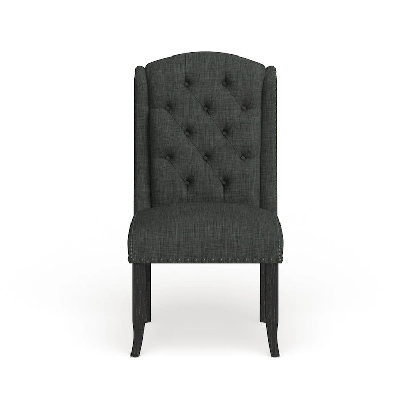 Sedie da pranzo Tays in lino trapuntato con schienale ad ali (Set di 2) di Furniture of America