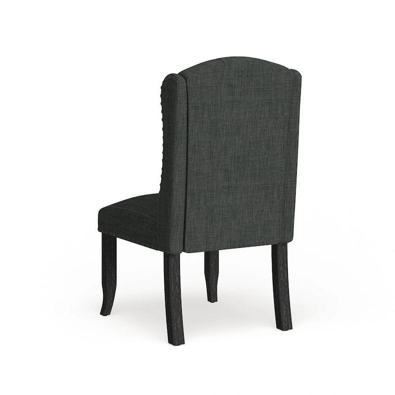 Sedie da pranzo Tays in lino trapuntato con schienale ad ali (Set di 2) di Furniture of America