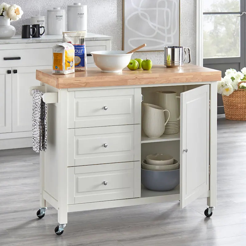Carrello da cucina su rotelle in legno di gomma naturale Macaulay Copper Grove