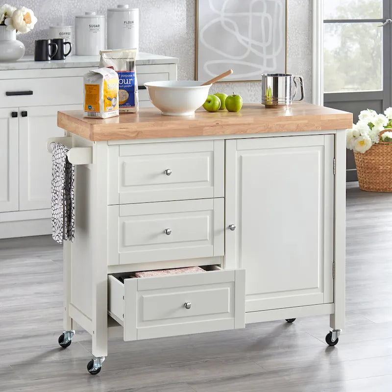 Carrello da cucina su rotelle in legno di gomma naturale Macaulay Copper Grove
