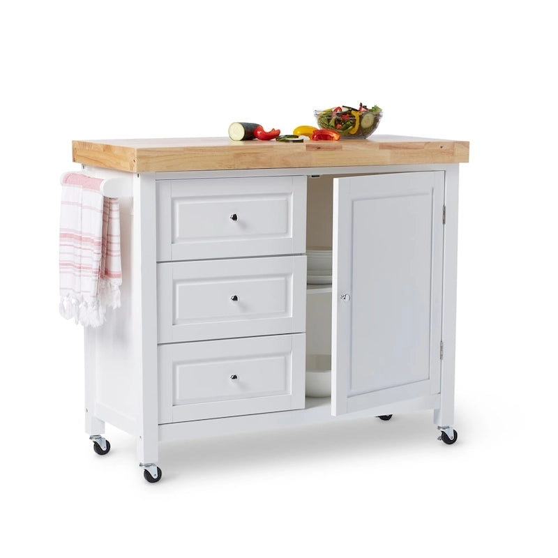 Carrello da cucina su rotelle in legno di gomma naturale Macaulay Copper Grove