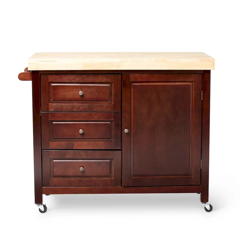 Carrello da cucina su rotelle in legno di gomma naturale Macaulay Copper Grove
