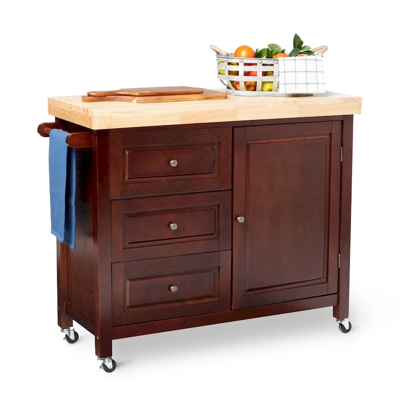 Carrello da cucina su rotelle in legno di gomma naturale Macaulay Copper Grove
