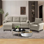 Set Divano Sezionale a 3 Pezzi con Pouf e Poltrona