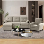 Set Divano Sezionale a 3 Pezzi con Pouf e Poltrona