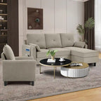 Set Divano Sezionale a 3 Pezzi con Pouf e Poltrona