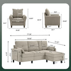 Set Divano Sezionale a 3 Pezzi con Pouf e Poltrona