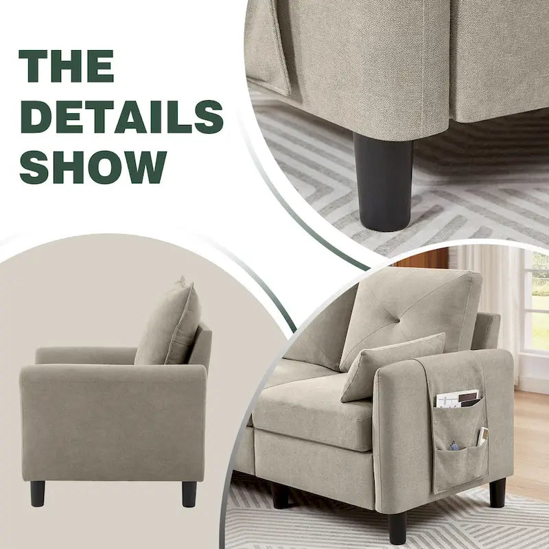 Set Divano Sezionale a 3 Pezzi con Pouf e Poltrona