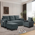 Set Divano Sezionale a 3 Pezzi con Pouf e Poltrona