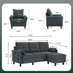 Set Divano Sezionale a 3 Pezzi con Pouf e Poltrona