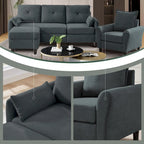 Set Divano Sezionale a 3 Pezzi con Pouf e Poltrona