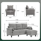 Set Divano Sezionale a 3 Pezzi con Pouf e Poltrona