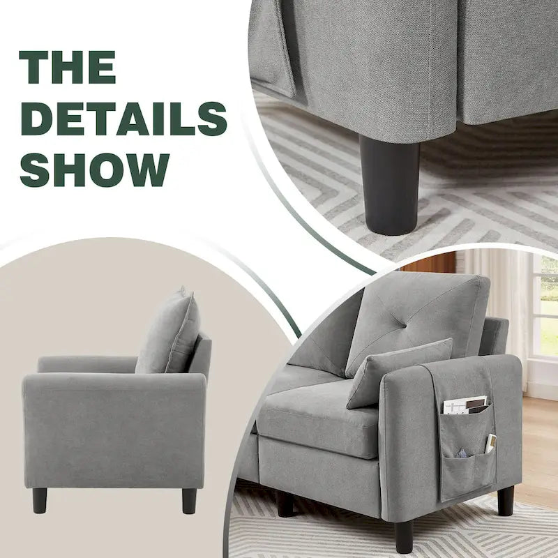 Set Divano Sezionale a 3 Pezzi con Pouf e Poltrona