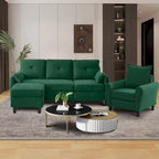 Set Divano Sezionale a 3 Pezzi con Pouf e Poltrona