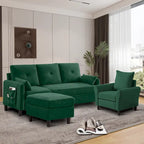 Set Divano Sezionale a 3 Pezzi con Pouf e Poltrona